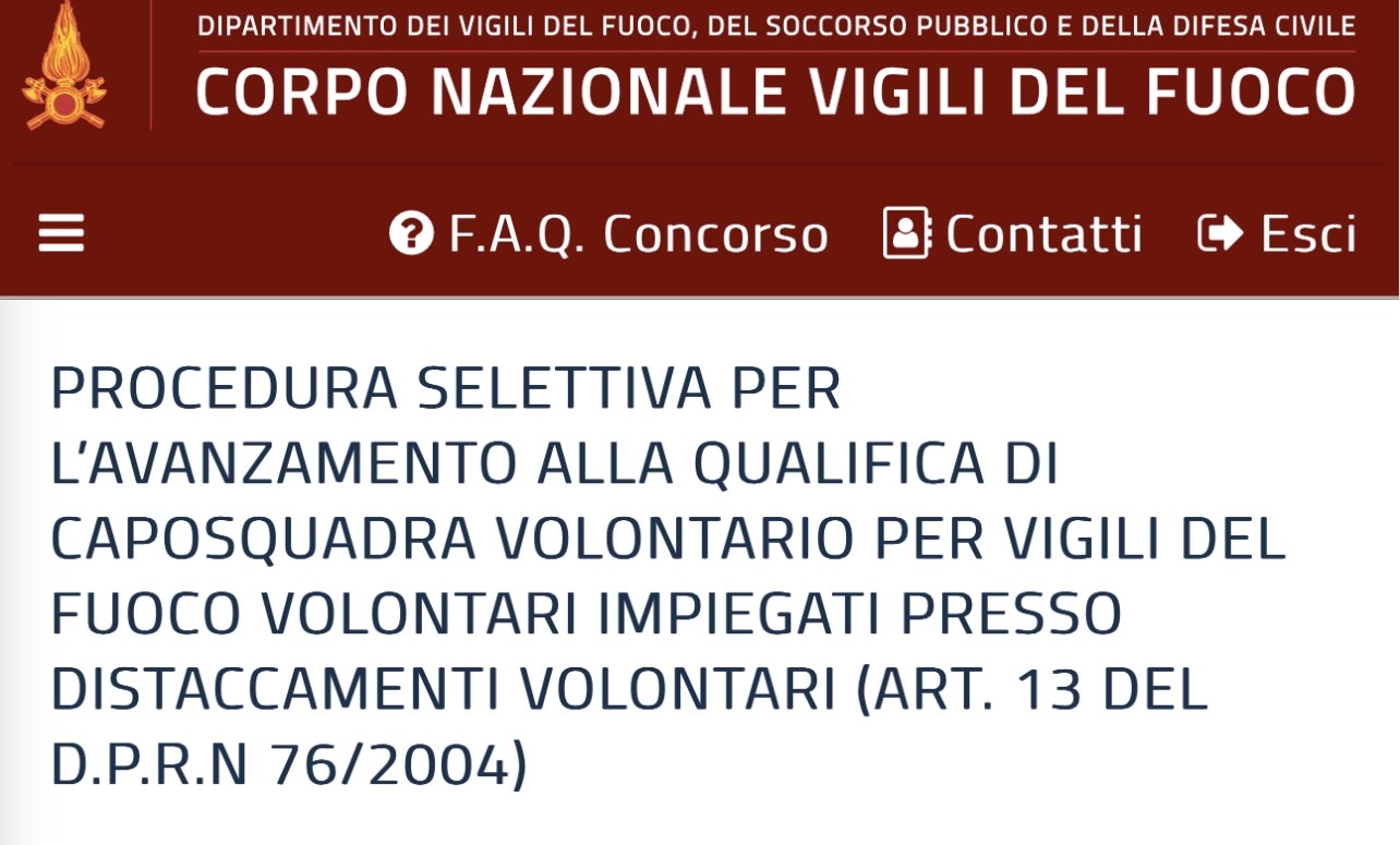 Concorso Per Capo Squadra Volontari Federazione Nazionale